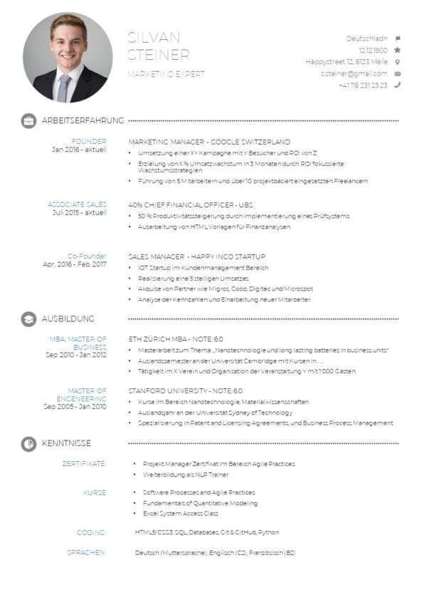 Beispiel CV mit Foto
